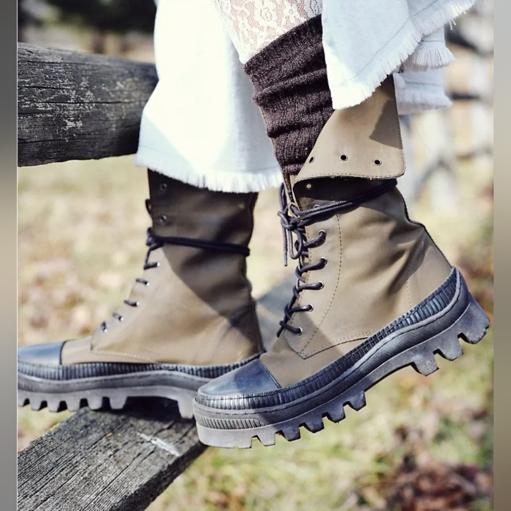 Free People Goldie Lug Lace Up Combat Boots